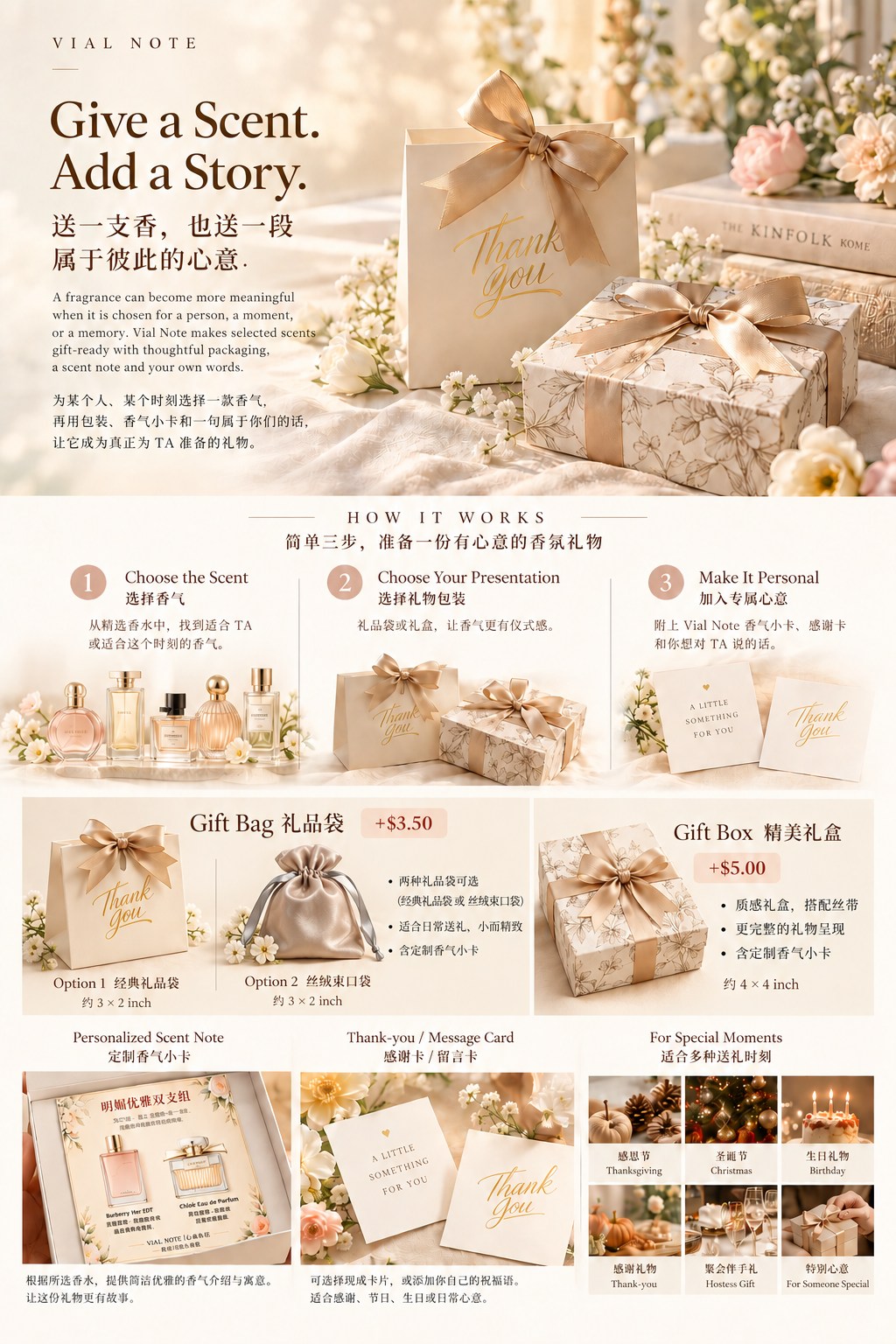Vial Note gift bag and gift box preview