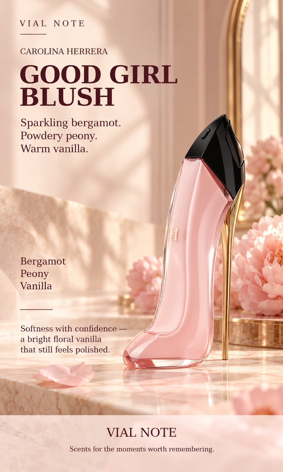 Carolina Herrera Good Girl Blush scent story visual